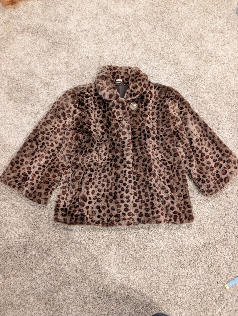 VINTAGE Real Mink Fur Leopard Print Jacket Cropped Swing Coat Excellent Cond